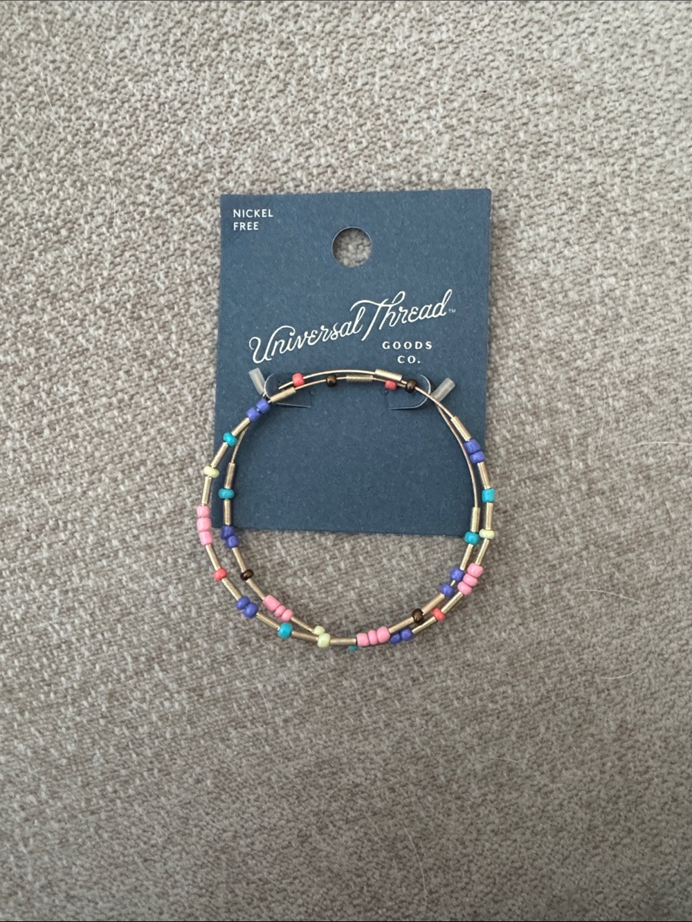 Universal Thread Multicolor Beaded Hoop Earrings
